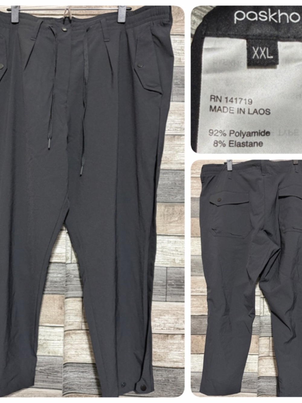 Paskho Pants Women’s XXL Black Travel Comfort Stretch Nylon (Inseam 27)